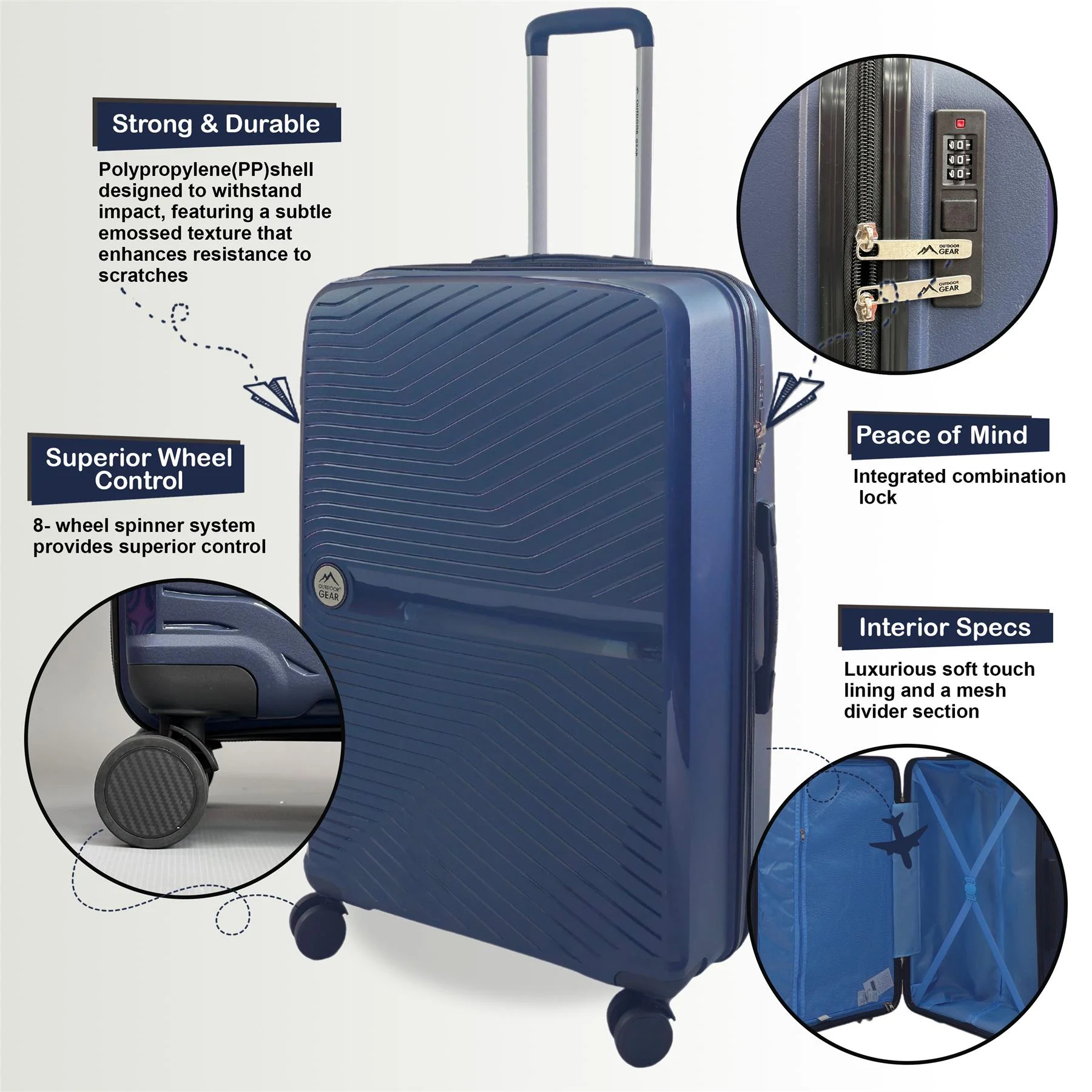 Acton Cabin Hard Shell Suitcase in Navy - Image 6