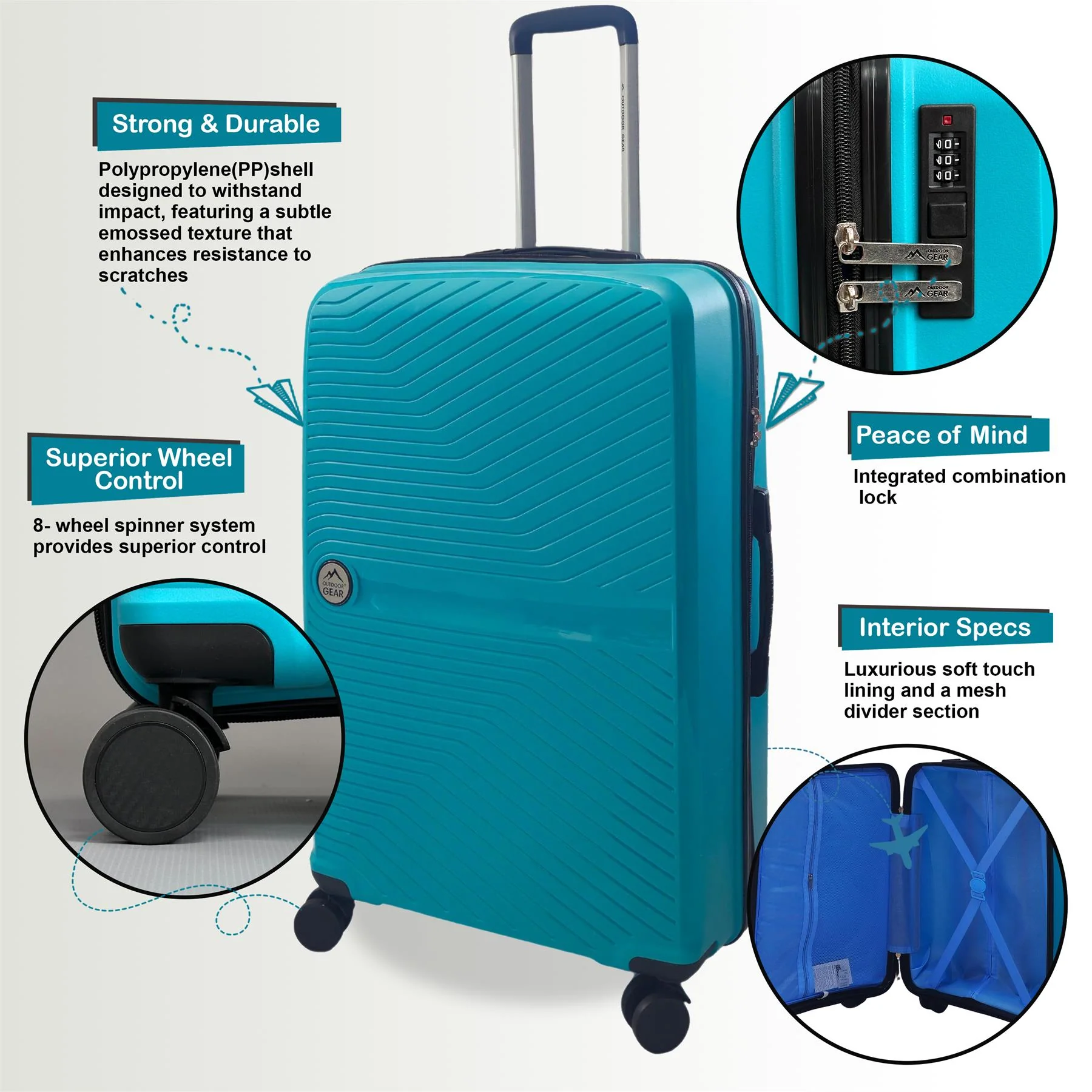 Acton Set of 3 Hard Shell Suitcase in Mint - Image 4