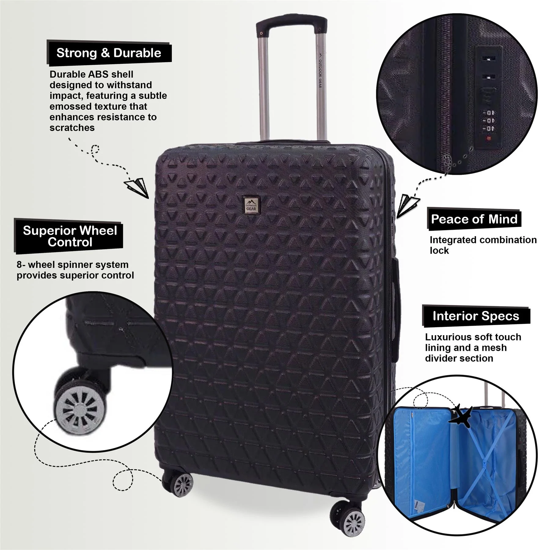 Adlington Cabin Hard Shell Suitcase in Black - Image 7