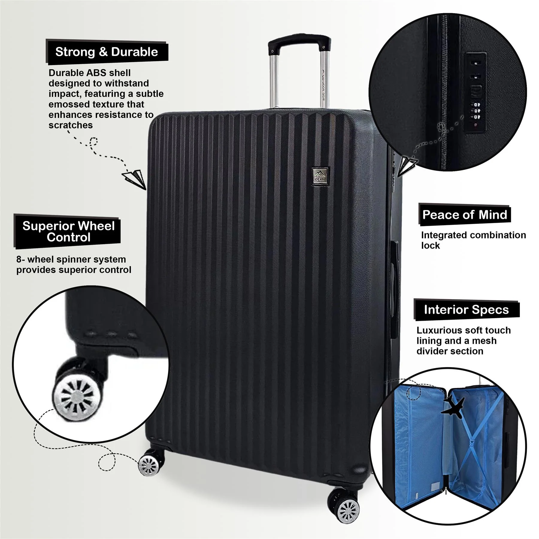 Alsager Extra Large Hard Shell Suitcase in Black - Image 7