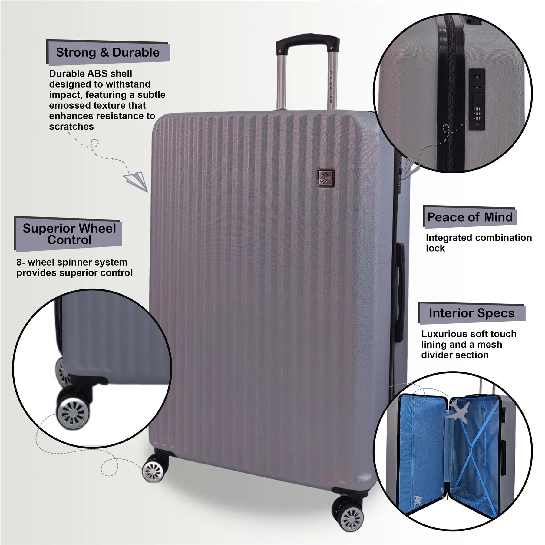 Alsager Extra Large Hard Shell Suitcase in Silver - Image 7