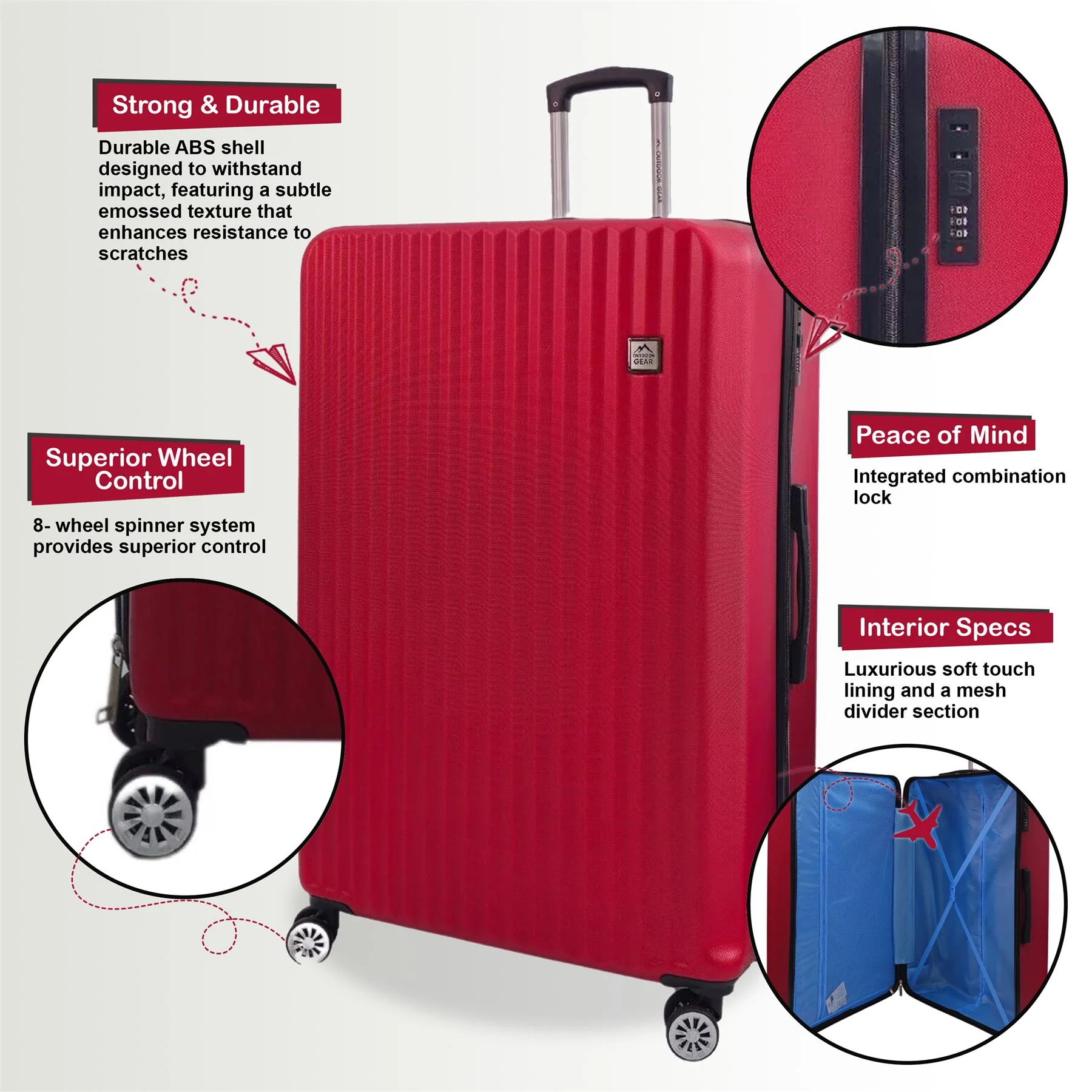 Alsager Large Hard Shell Suitcase in Burgundy - Image 7