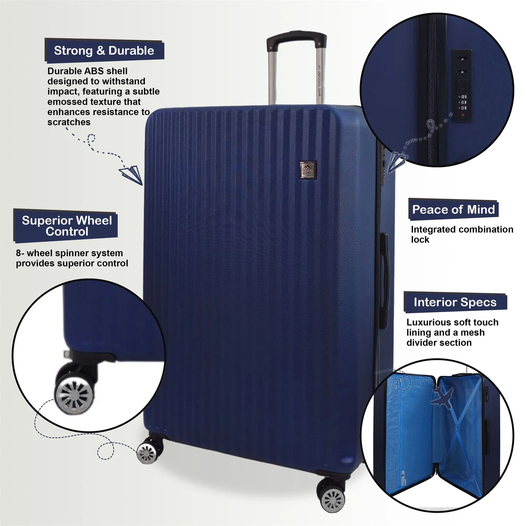 Alsager Set of 4 Hard Shell Suitcase in Blue - Image 3