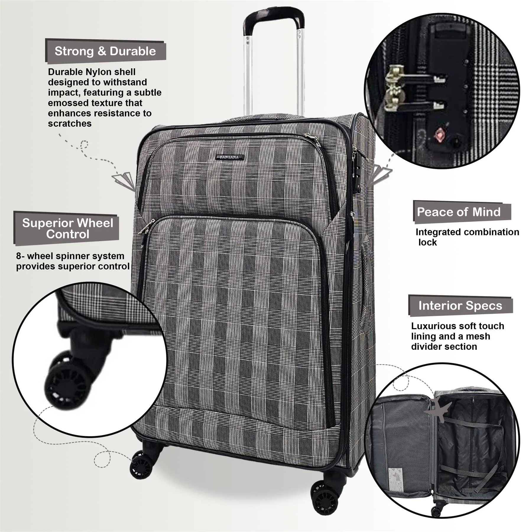 Ashbourne Set of 3 Soft Shell Suitcase in Stripe - Image 3