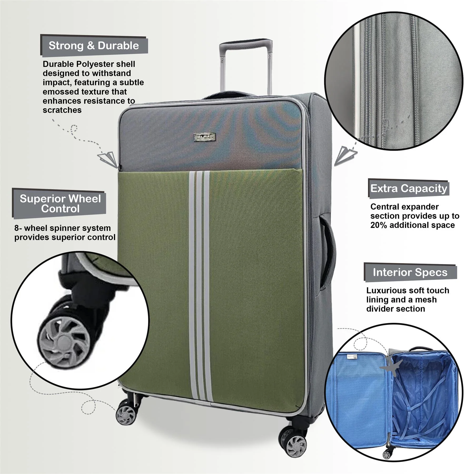 Beverley Cabin Soft Shell Suitcase in Grey - Image 7