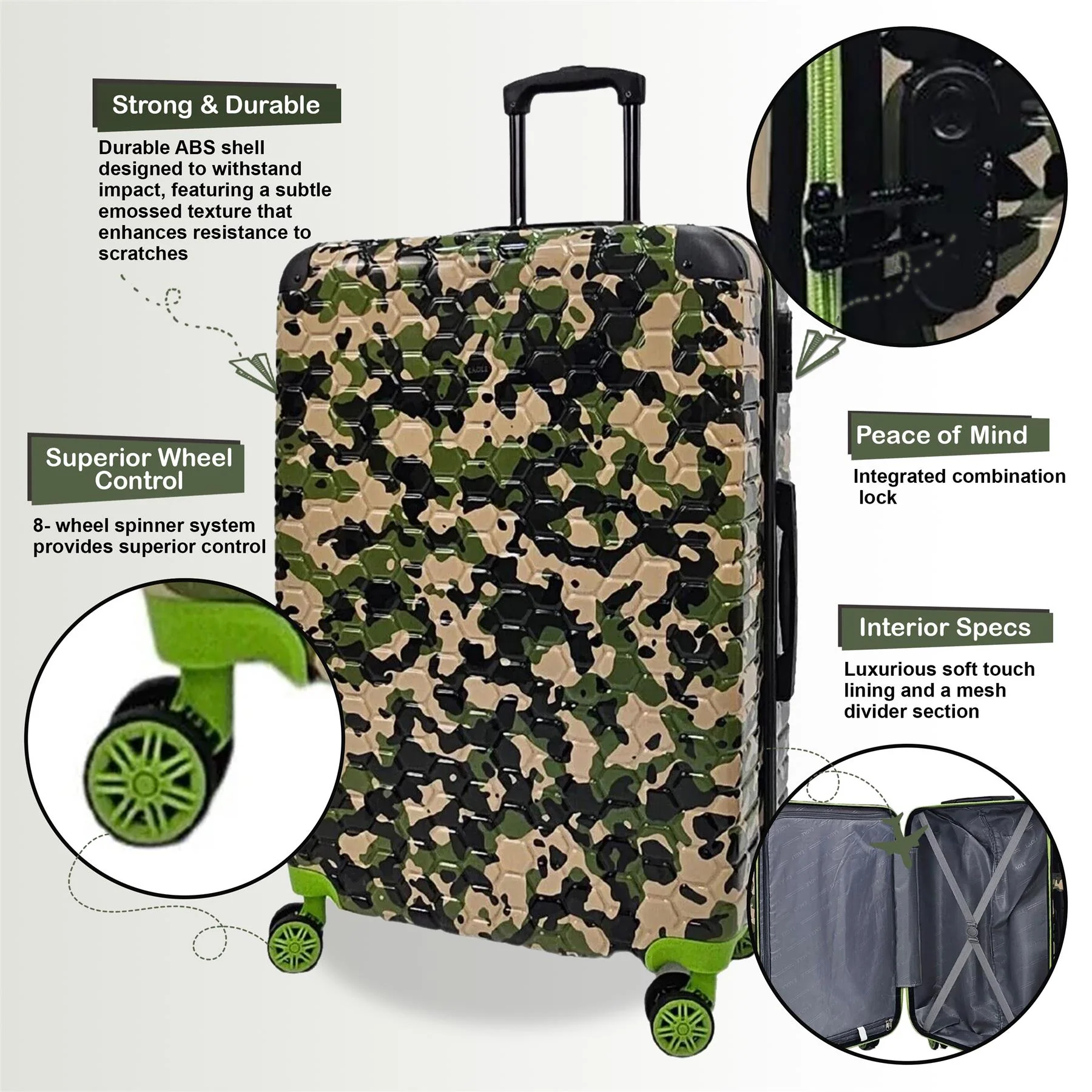 Brewood Set of 4 Hard Shell Suitcase in Green - Image 3