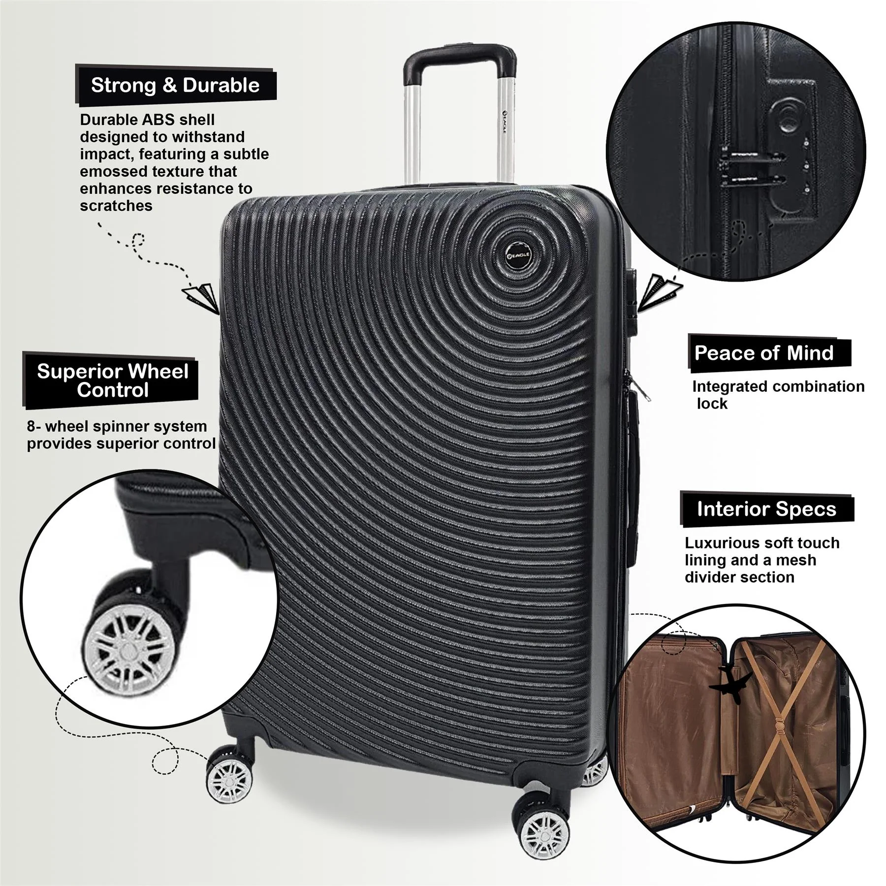 Chorley Cabin Hard Shell Suitcase in Black - Image 7
