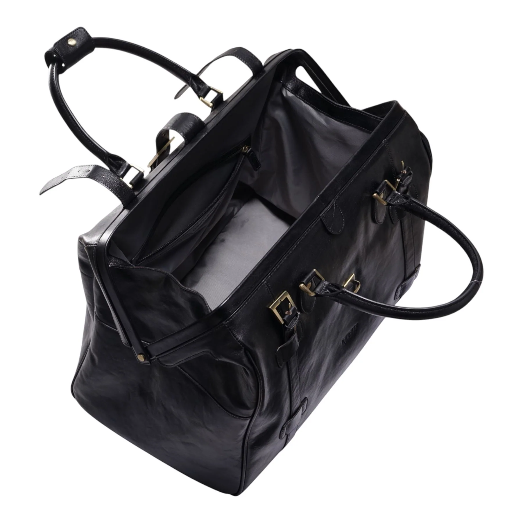 Genuine Leather Black Duffle Holdall Vintage Travel Gym Bag - Windsor - Image 6