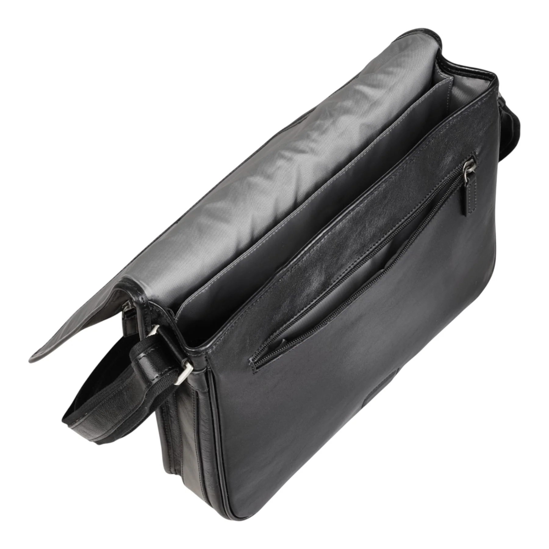 Genuine Leather Black Laptop Bag Travel Work Messenger Satchel - Camden - Image 6