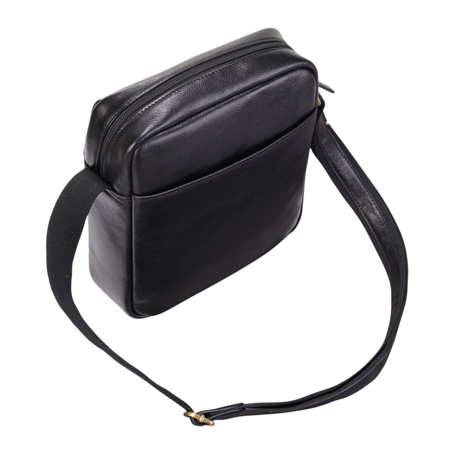Genuine Leather Black Vintage Crossbody Messenger Travel Bag - Ashby - Image 4