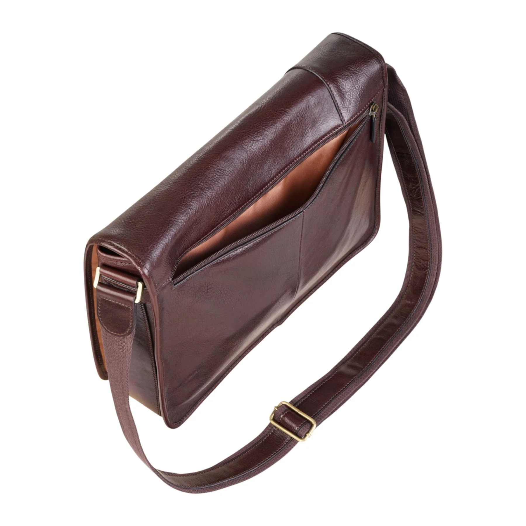 Genuine Leather Brown Laptop Satchel Messenger Shoulder Bag - Astor - Image 5