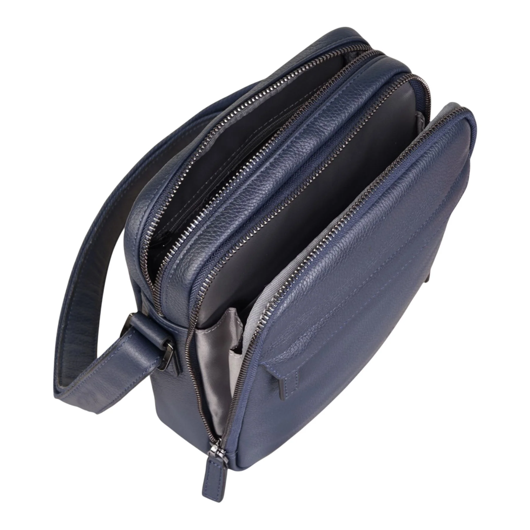 Genuine Leather Navy Vintage Messenger Crossbody Travel Bag - Hawthrone - Image 6