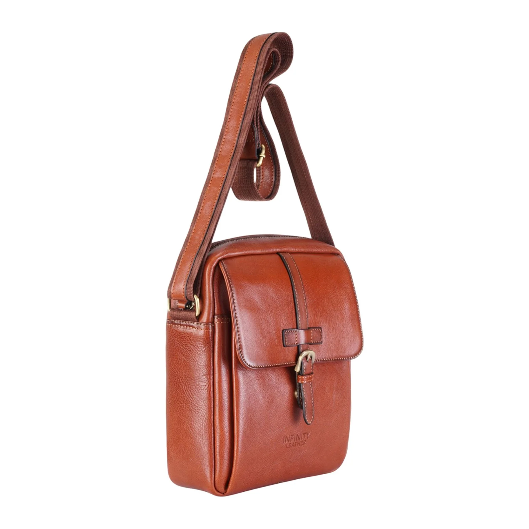 Genuine Leather Tan Vintage Crossbody Messenger Travel Bag - Ashby - Image 3