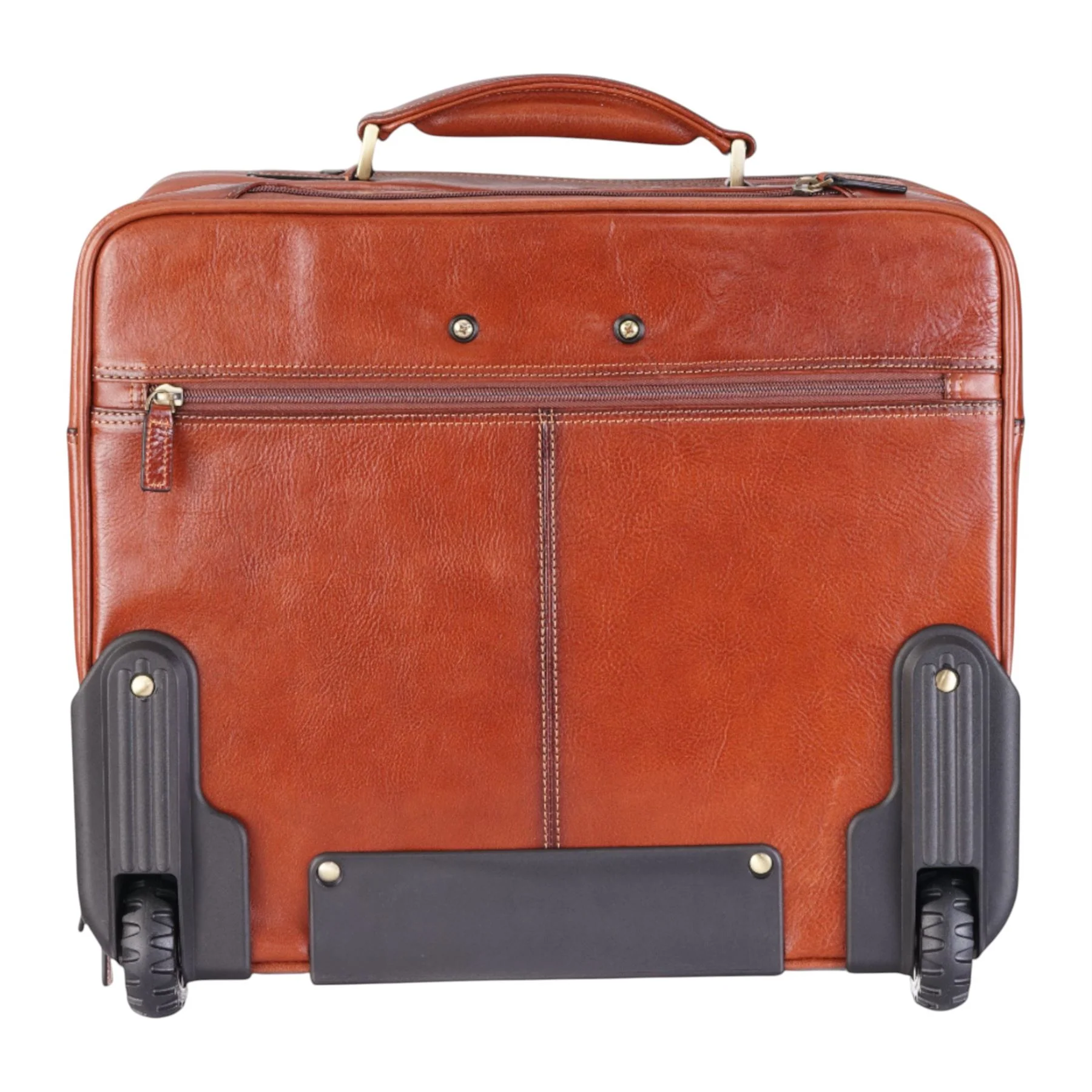 Genuine Leather Tan Wheel Laptop Briefcase Travel Cabin Pilot Bag - Nomad - Image 6
